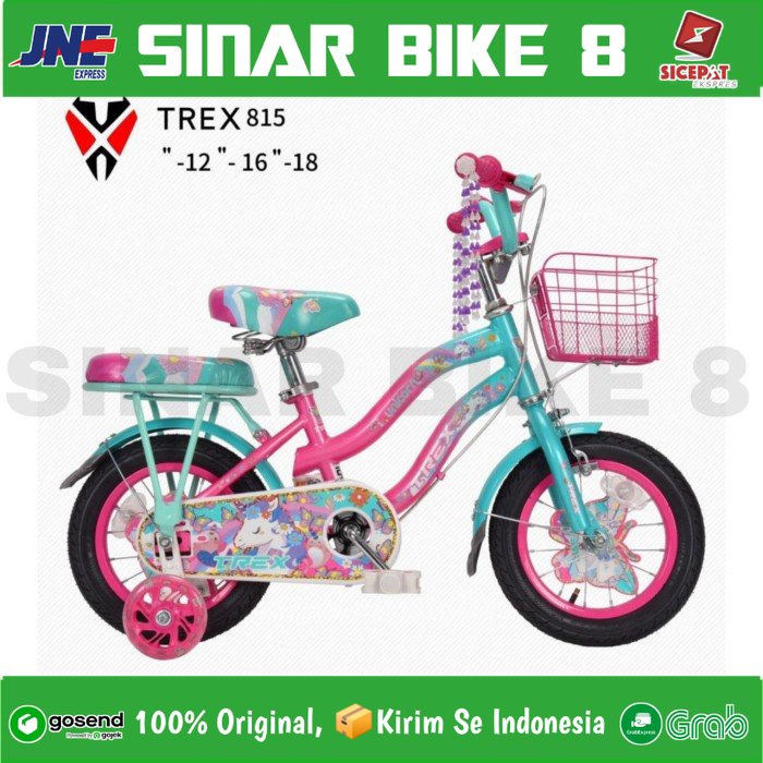 Sepeda Anak Perempuan MINI TREX 815 Ukuran 12&quot; 16&quot; dan 18 Inch Keranjang