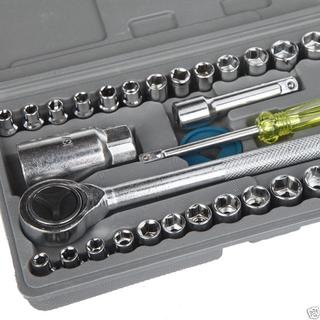 IKILOSHOP A I W A - Kunci Shock Kunci Pas Sok Inggris Obeng Tools ISI 40 pc Wrench Set 1/4 Bolting