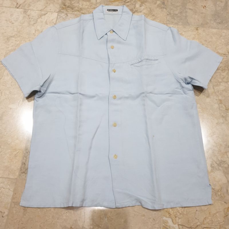 Preloved Kemeja Giordano Pria Linen Biru Muda Size S