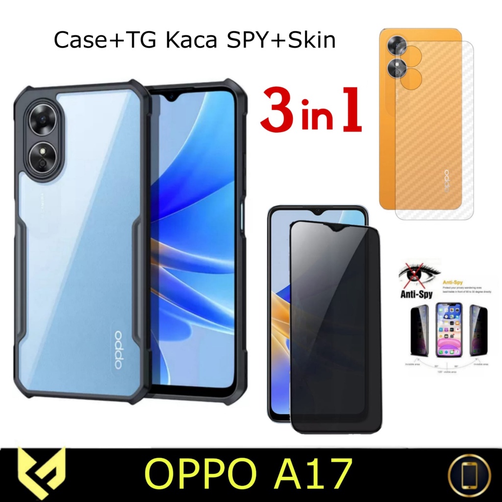 PROMO Paket 3IN1 Case For OPPO A17 SoftCase Fusion Xundd Shockproof Free Anti Gores Layar &amp; Garskin Carbon Cover Back Body Handphone