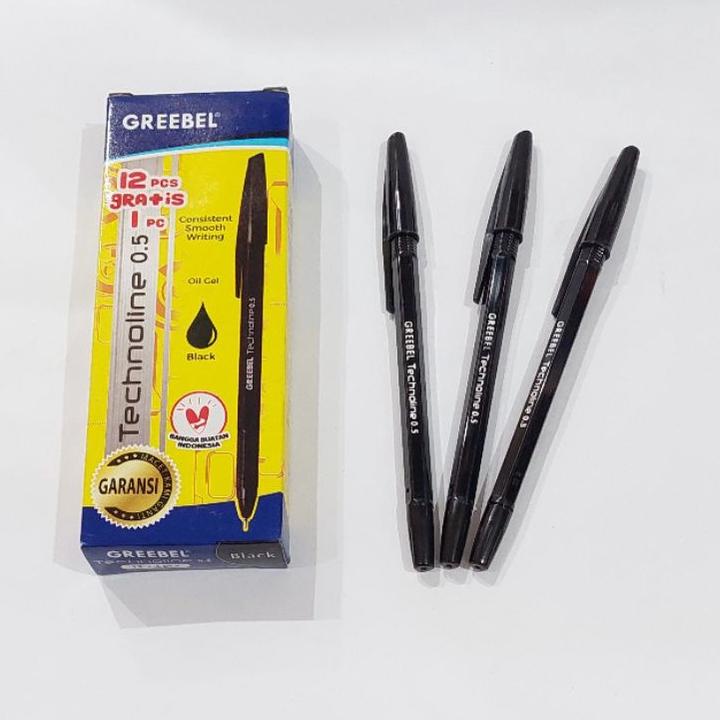 

⇼ (12+1bonus) Bulpen Murah Greebel Technoline 0.5 Hitam Biru dan merah •