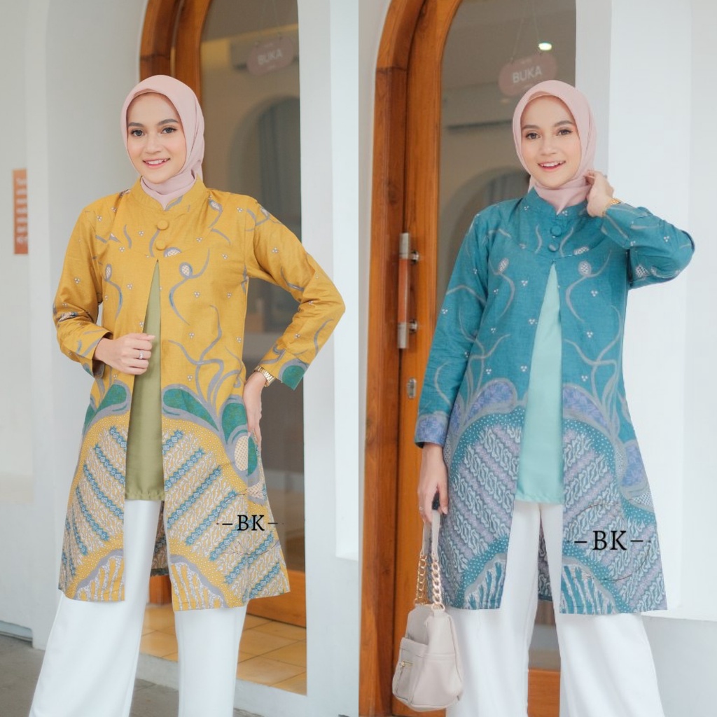 Tunik Batik Wanita Modern Atasan Batik Kerja Kantor Wanita Motif Songket