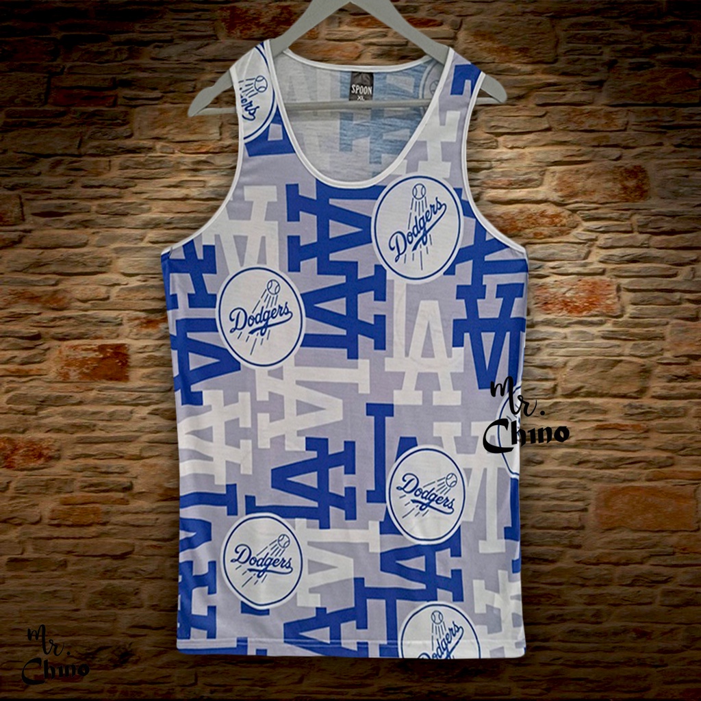 Kaos Singlet Pria Motif Baseball Dodgers | Kaos Kutang Gym Sport Pria Dewasa | Sleeveless Top Cowok 