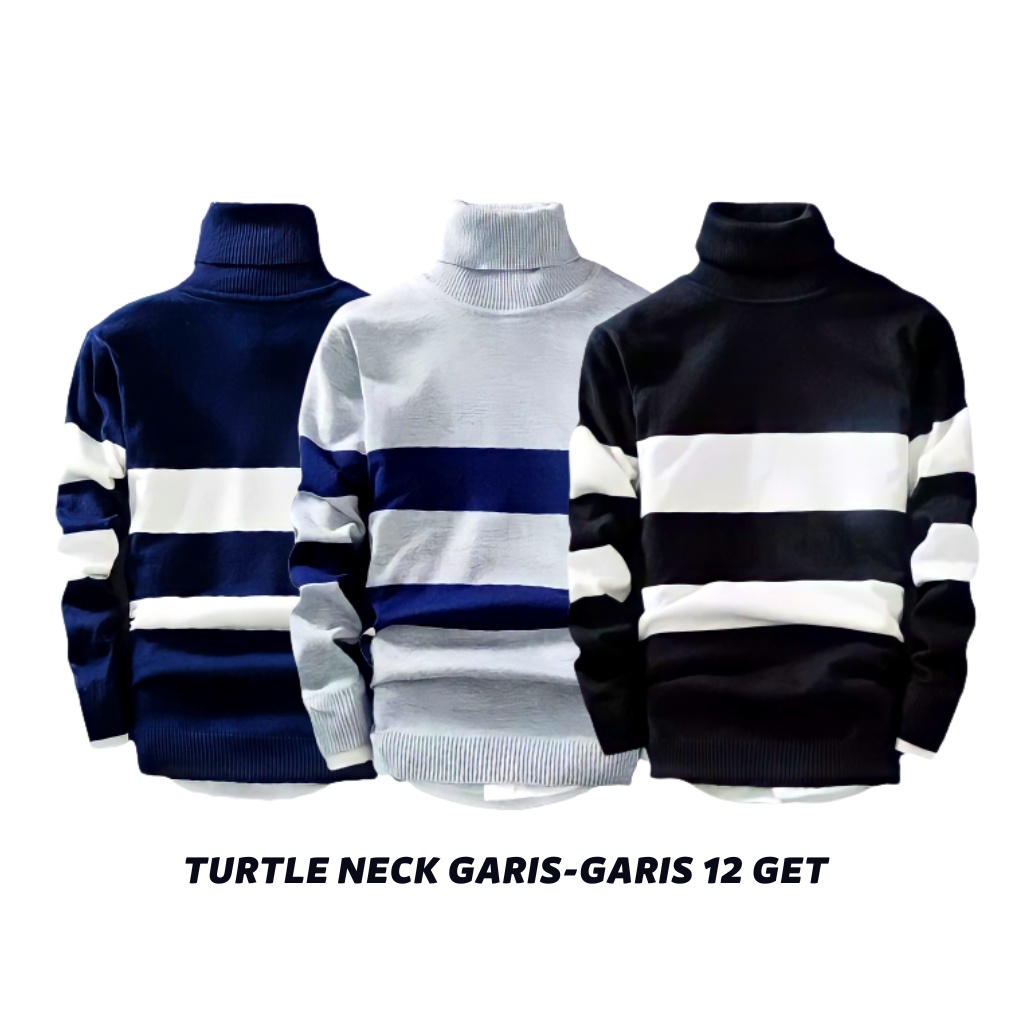 sweater rajut pria kerah tinggi garis garis 14 get hight quality