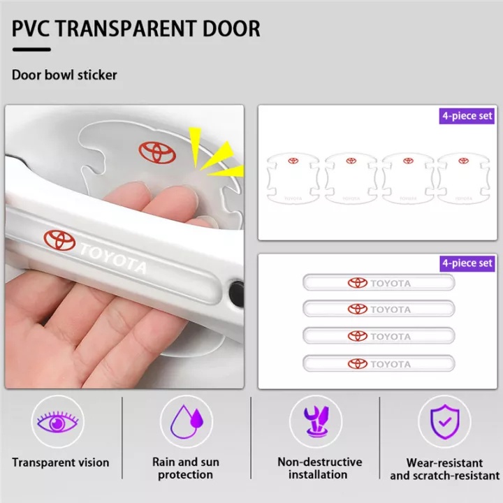 8PCS/set stiker Sticker logo pelindung anti lecet gores gagang handle pintu mobil Untuk Mitsubishi Suzuki Toyota Honda Suzuki