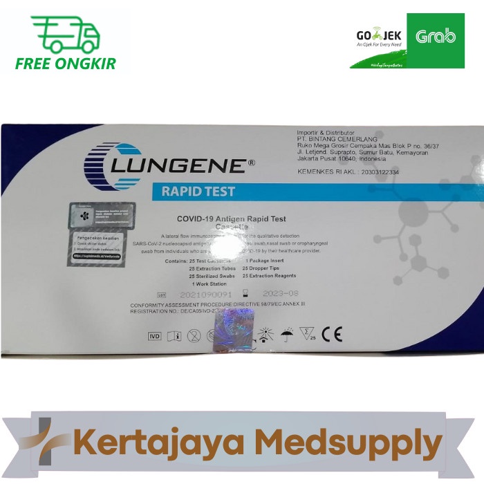 Swab Antigen Lungene biru AKL 1 box (25pcs) Asli Original Rapid Tes