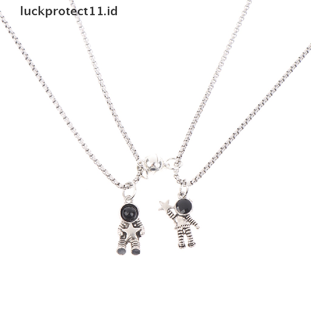 2pcs / Set Kalung Rantai Magnet Liontin Astronot Forever Untuk Pasangan