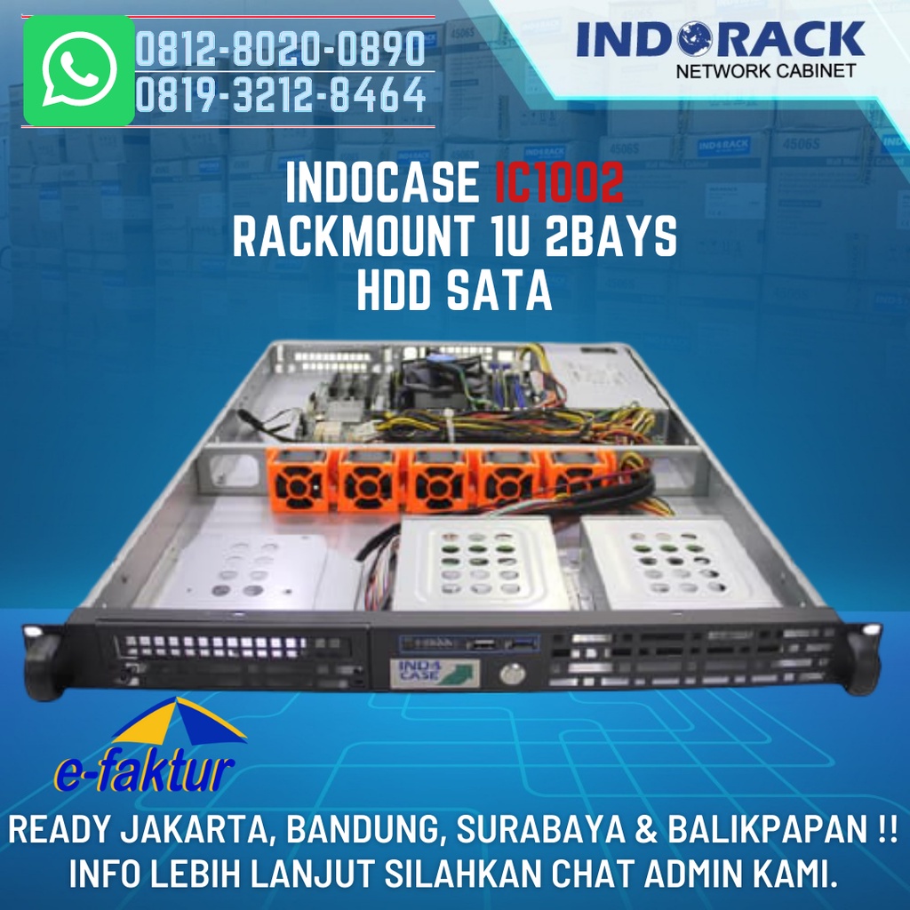 Rackmount Case 1U 2 Bay HDD SATA Casing Server IC1002