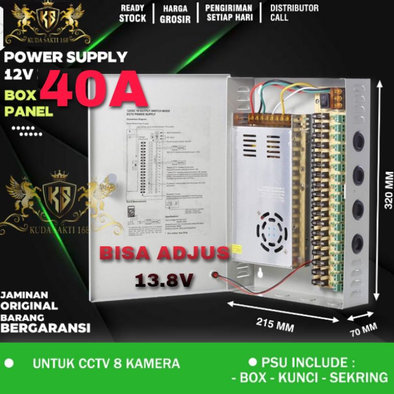 POWER SUPPLY 30A BOX POWER SUPLY CCTV 12V 30A AC TO DC 30 AMPERE  AC INPUT : 110/220V DC O