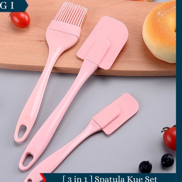 3 in  1 set spatula kuas kue silikon