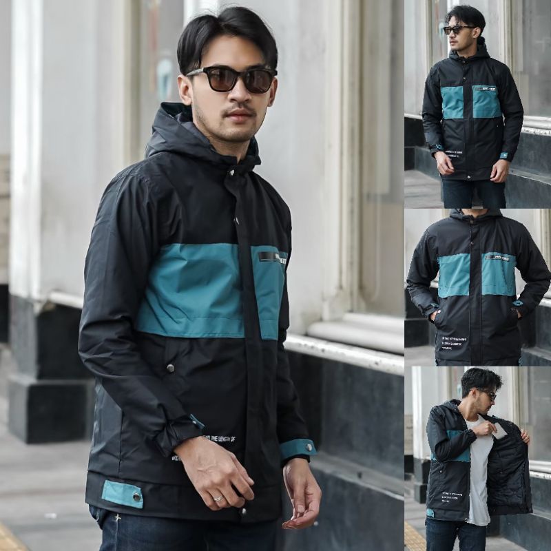 JAKET PRIA - JAKET CASUAL HITAM SALVIO HEXIA - JAKET OUTDOOR - JAKET  PARASUT PRIA