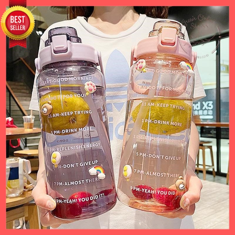 GOS - E103-  Botol Penanda waktu TRANSPARAN 2 LITER- Botol 2 Liter TRANSPARAN BENING