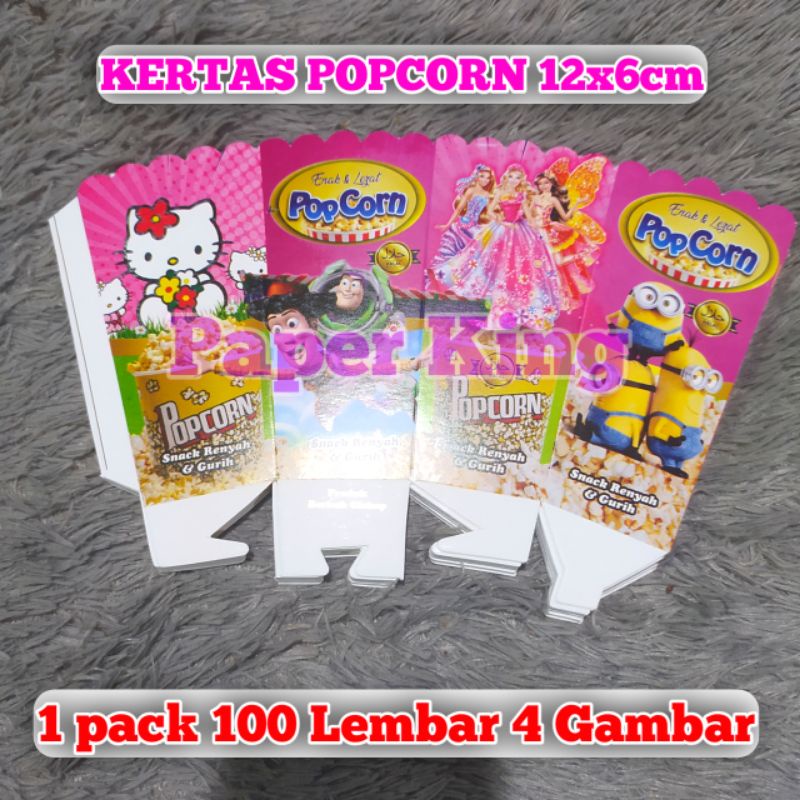 

kertas popcorn 12x6cm foil perak 1 pack 4 gambar kemasan popcorn wadah popcorn bungkus popcorn