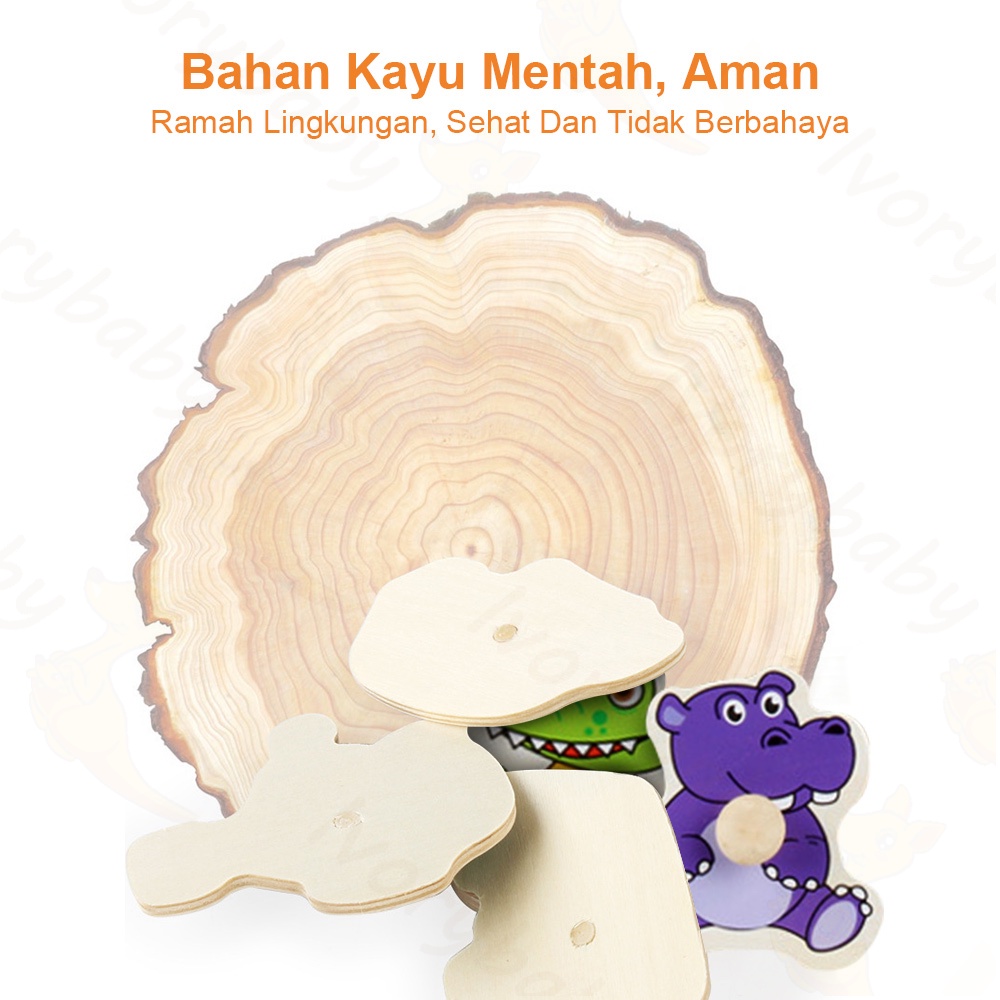 Ivorybaby Puzzle knob Wooden toys knob Puzzel kayu mainan edukasi Jigsaw puzzle