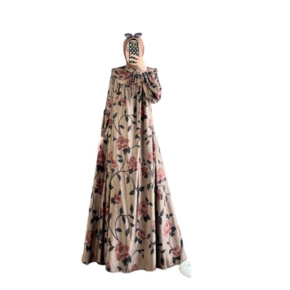 Radhiya Store Dress Wanita Bahan Silk Armani Motif Polos Gamis Lebaran Rayon