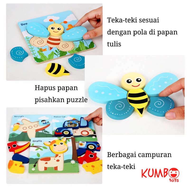 Mainan Edukasi Puzzle Bayi Anak 3D Wooden Puzzle