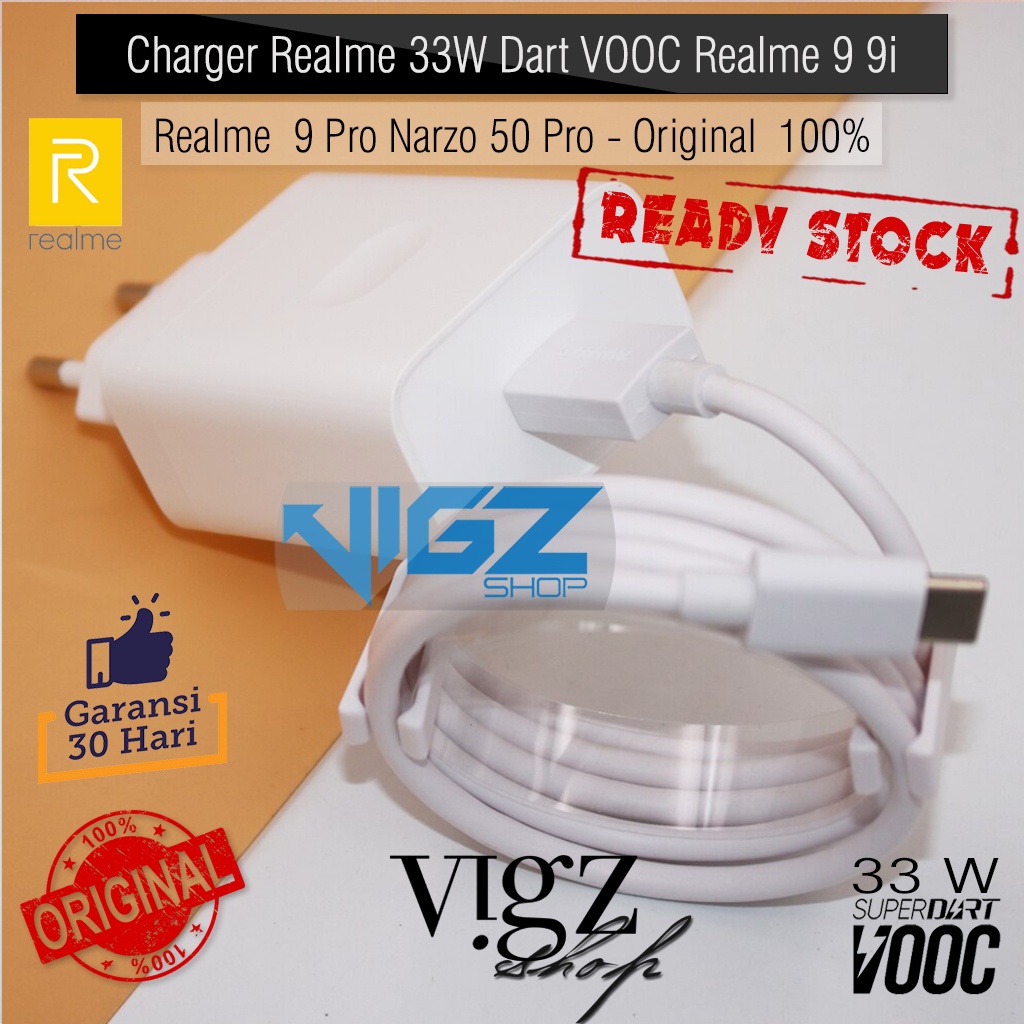 Charger Realme C55 / C53 / C51 / C67 4G / 9 / 9i / 9 Pro / 10 / 10 Pro / Narzo 50 / 50 Pro 33W Dartcharge VOOC Original