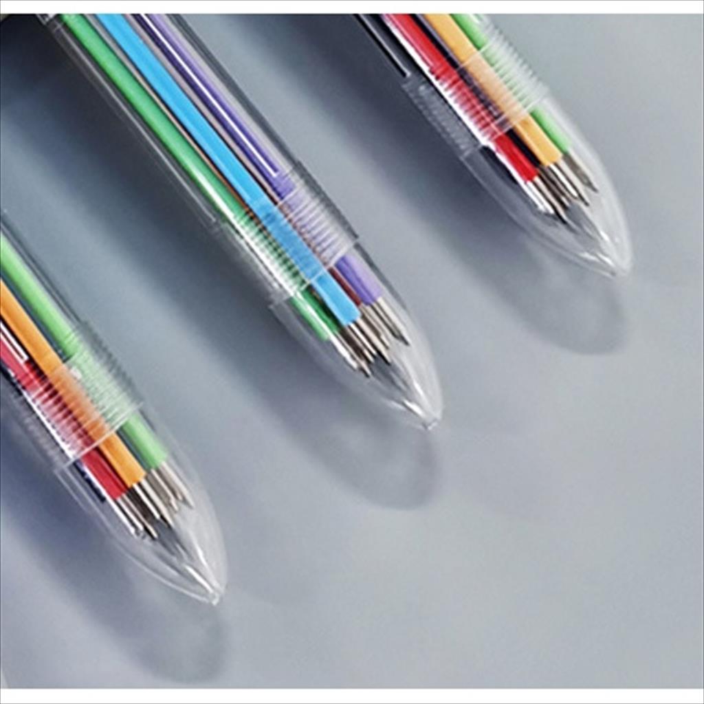 MJS 928. Pulpen 6 Warna Transparan Pena Ballpoint Pen Six-in-One Color ATK Alat Tulis Kantor Peralatan Tulis Sekolah