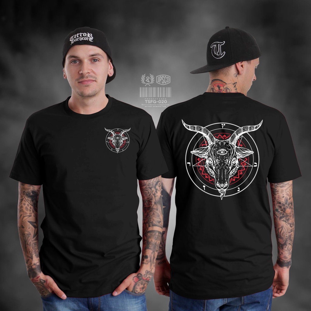 Baju Atasan Kaos Distro Pria Lengan Pendek Terbaru Keren 2022 Satanic Series Baphomet