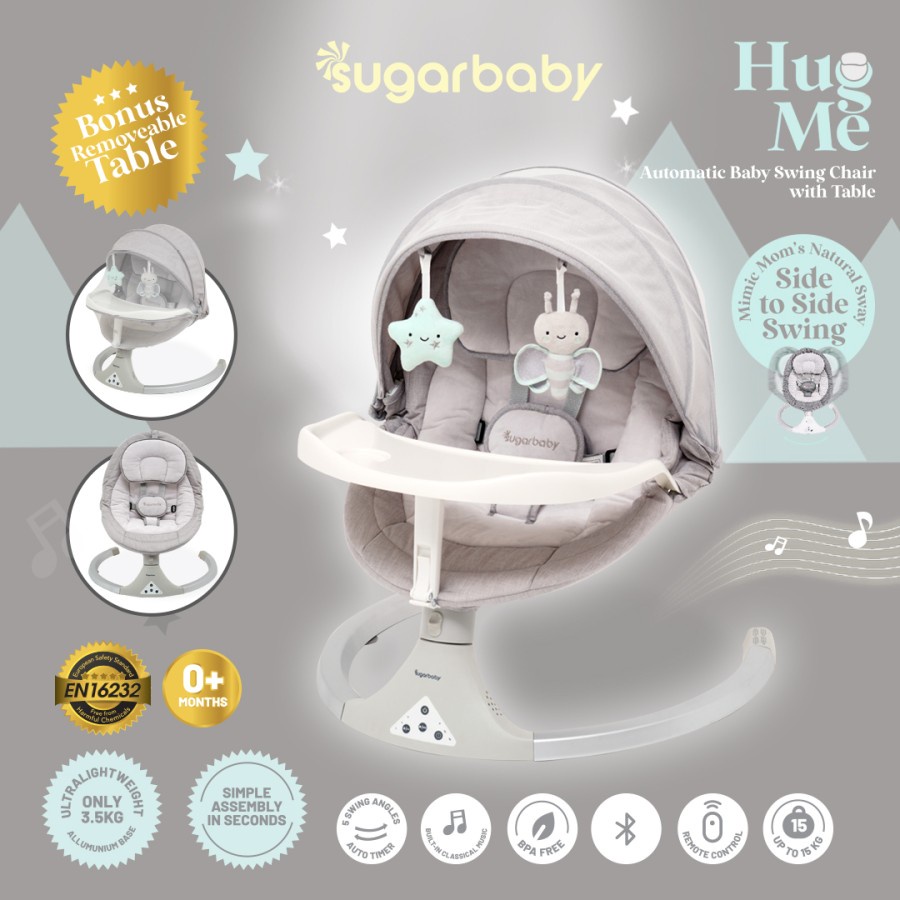 Sugarbaby HUG ME Automatic Baby Swing CHAIR with Table | Kursi Ayunan