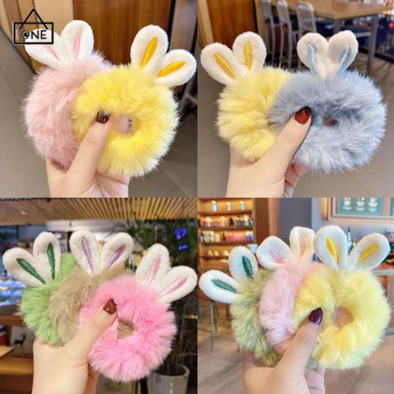 COD❤️Ikat Rambut Bulu Elastis Motif Kartun Lucu Kelinci Rabbit Korean Style-A.one