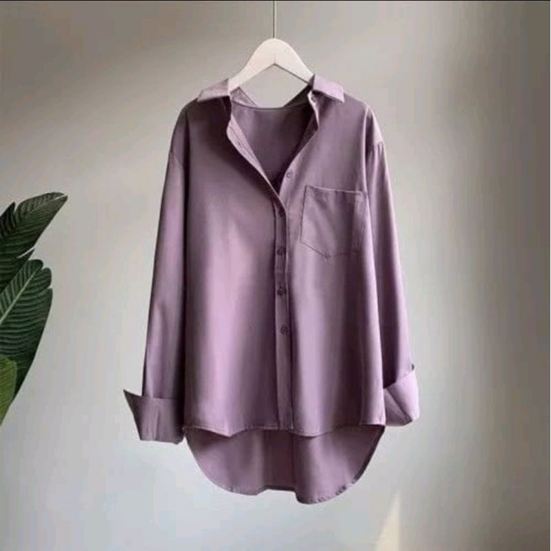 Kemeja Basic Oversize Wanita / Kemeja Polos Wanita Jumbo / Kemeja Rayon Premium