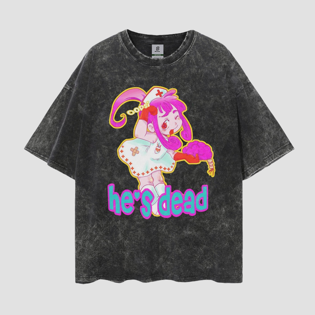 Anime Cute Vintage  Style Oversize Washed Tee