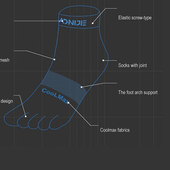 Aonijie E4109S Running Toe Socks - Kaos kaki Jari Lari Sepeda - GRAY - S