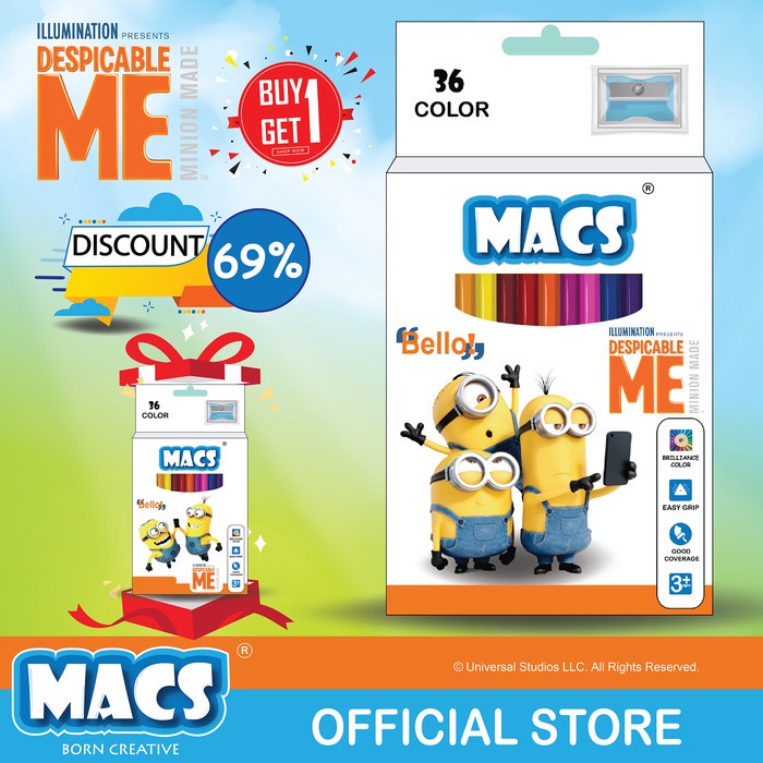 

[COD AKTIF] Pensil Warna segitiga Minions 36 colors BUY 1 GET 1 FREE