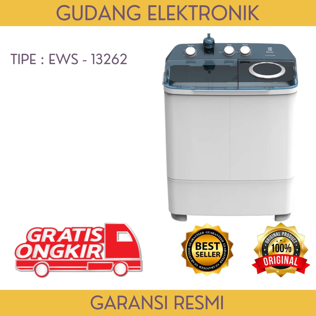 MESIN CUCI ELECTROLUX 2 TABUNG 12 KG - EWS 13262 - GRATIS ONGKIR SERANG KOTA