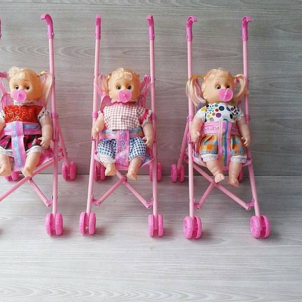 Boneka bayi empeng nangis stroller Boneka bayi nangis Stroller