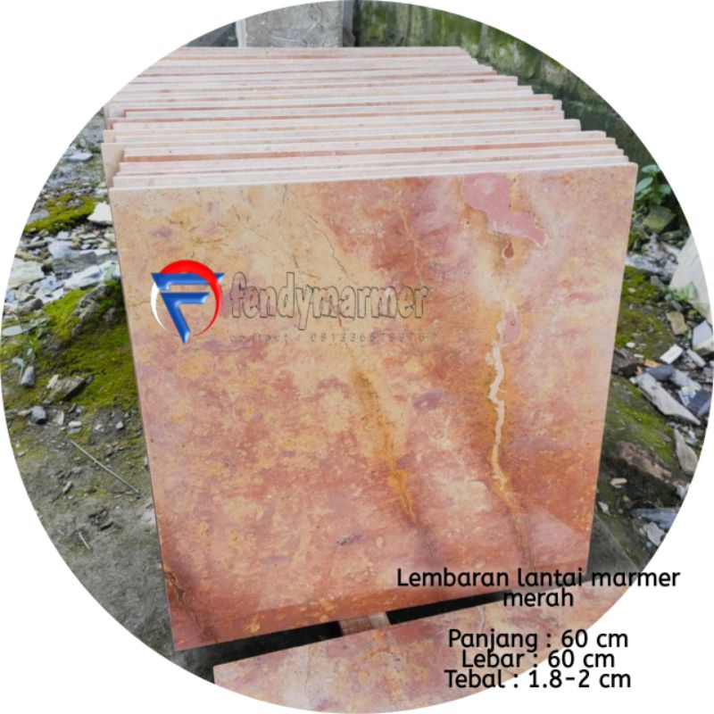 Lembaran lantai batu marmer merah 60x60 harga perlembar