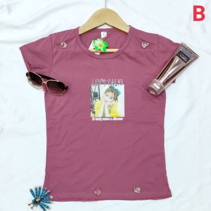 Kaos Baju Atasan Wanita Bahan Lembut Impor Murah ( 038 Pendek )