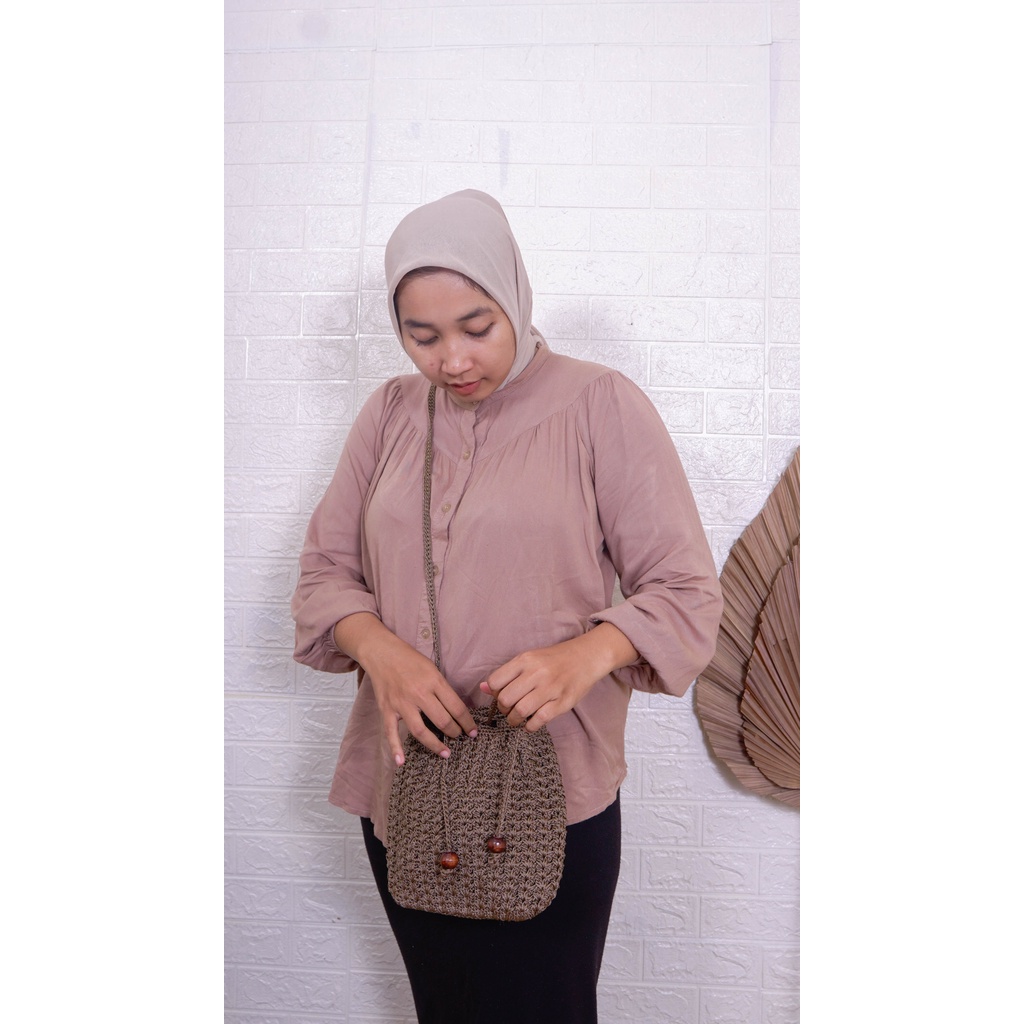 Tas Rajut Wanita Muslimah Modern Ukuran L : 24 T : 20 A : 6 CM Besar Tebal Banyak Pilihan Warna - Tote Bag Resleting Kain Tebal