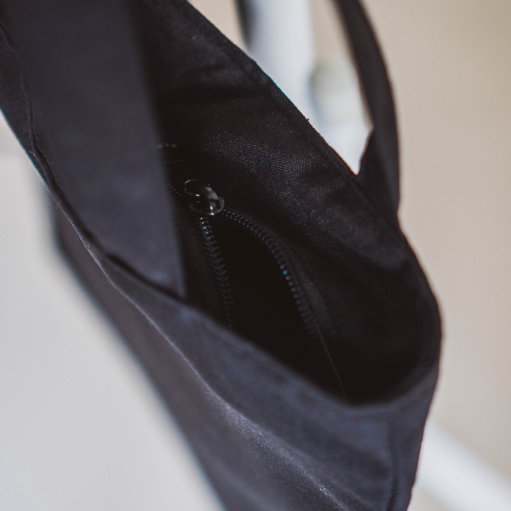 Sevine Totebag Sablon Tas Fashion Wanita Tote Bag Resleting - Drill Hitam Polos