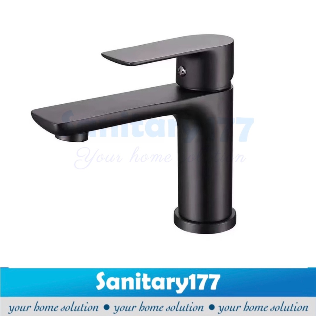 Kran Wastafel panas dingin stainless HITAM 71H Keran Air washtafel panjang long  mixer hot cold black matte tebal basin faucet