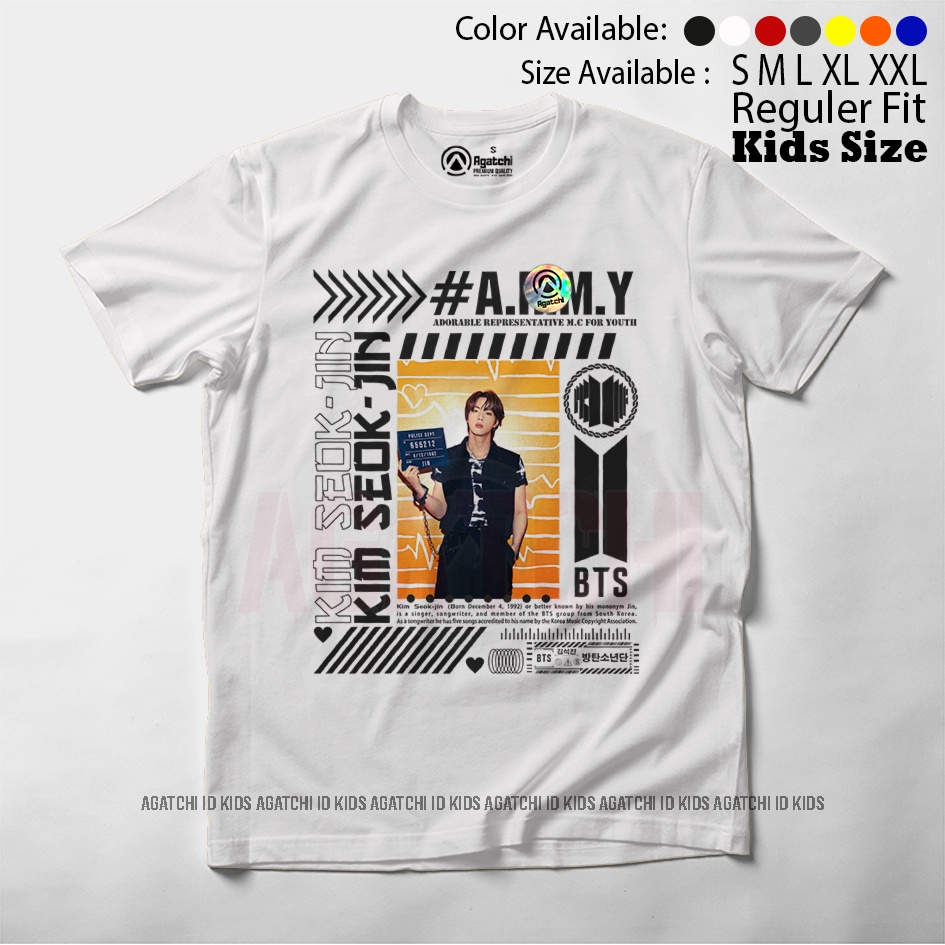 Baju Kaos Atasan Anak Perempuan Motif BTS Kim Seok - Jin / Jin