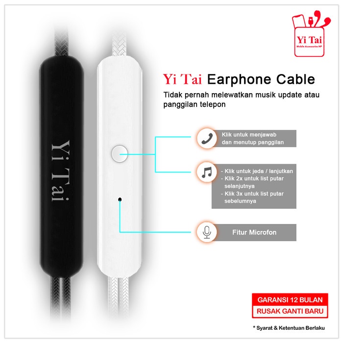 HEADSET YI TAI Y23 POWERFULL BASS / HANDSFREE JACK 3.5MM Y23