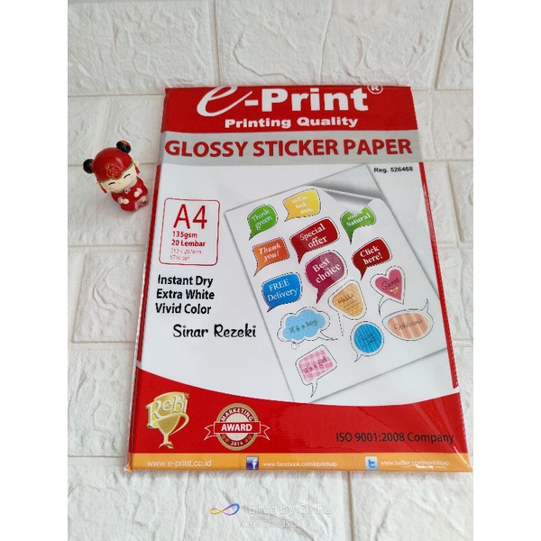 Jual 135gsm Glossy Sticker Paper 135gsm Kertas Stiker Glossy Glossy