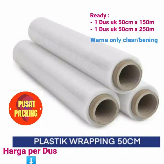 

1 DUS Stretch wrapping bening isi 6 roll , uk 50x150m dan 50x250m