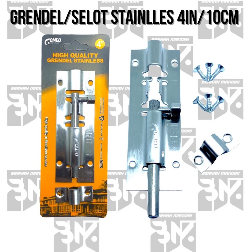 GOMEO Grendel/Gerendel Pintu Jendela|Slot/Selot Pintu Rumah Panjang 4inch/10cm Stainless Slot Kunci Pintu|Kunci Selot Pintu