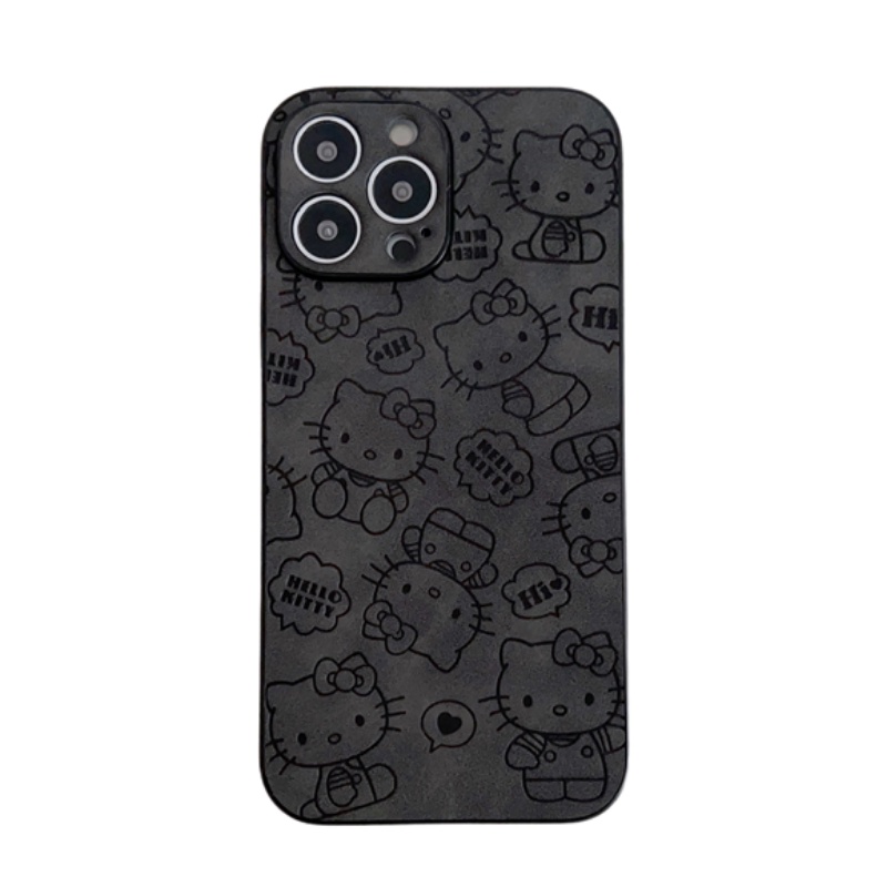 Soft Case Motif Kartun Hello Kitty Warna Hijau Dan Hitam Untuk IPhone 14 13 12 11 Pro X XS Max XR 7 8 Plus SE2020