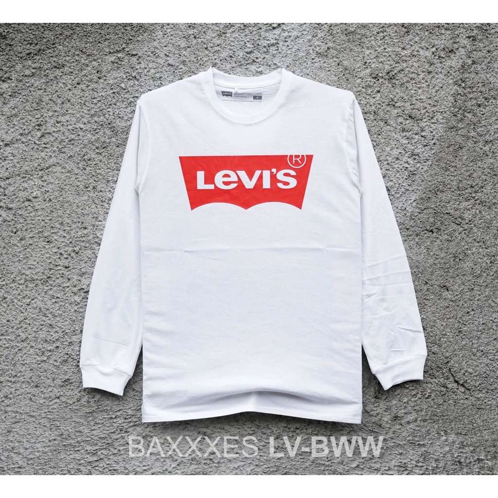 Kaos Pria Lengan Panjang - Kaos Levis - Batwing Putih