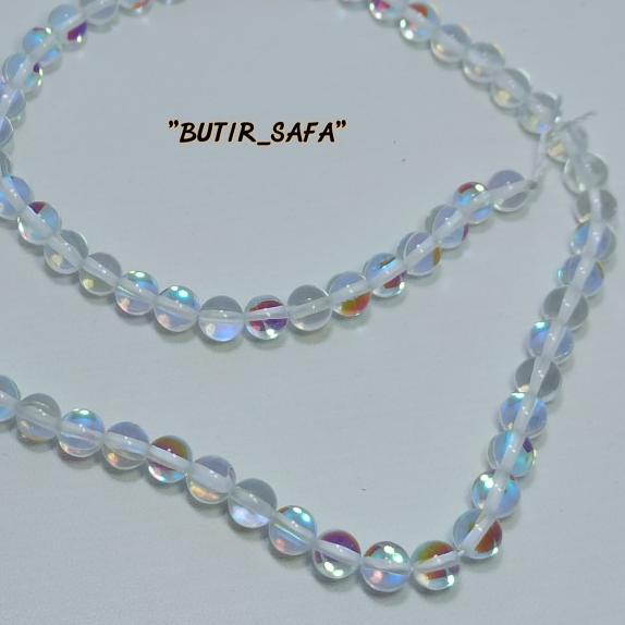 BAHAN GELANG BATU KALIMAYA INDIA MERMAID ANGEL GLASS 6MM - 8 mm, 1string/renteng