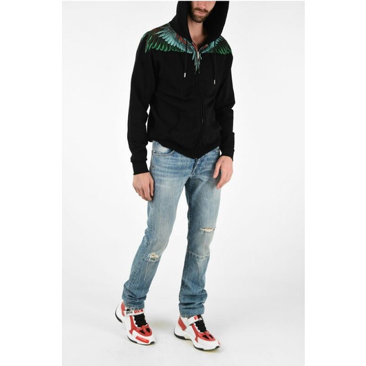 hoodie zip marcelo burlon green wings closure