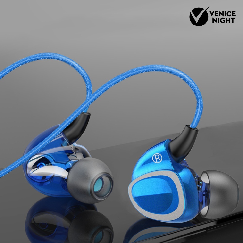 (VNEP) (Berkabel) 3.5mm Dual Moving Coil In-Ear Bass HiFi Earphone Headset untuk Ponsel Laptop