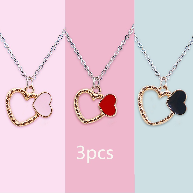 Kalung Dengan Liontin Bentuk Hati Bahan Alloy Untuk Wanita