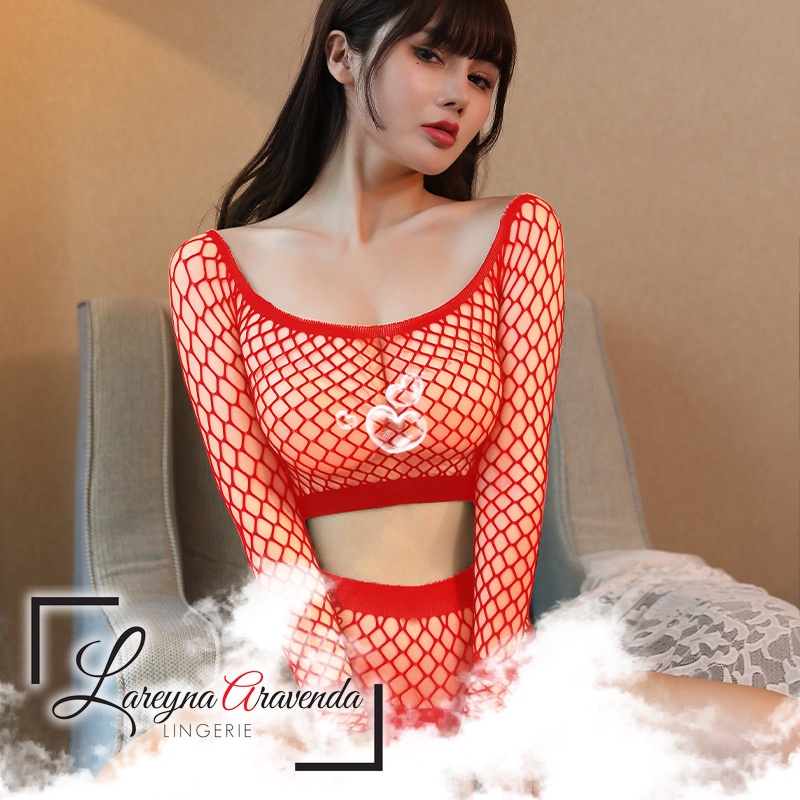 Lareyna Aravenda Lingerie Body Stocking Jumbo Fit S/M/L/XL/XXL/XXXL Model 2 Pieces Net LG540