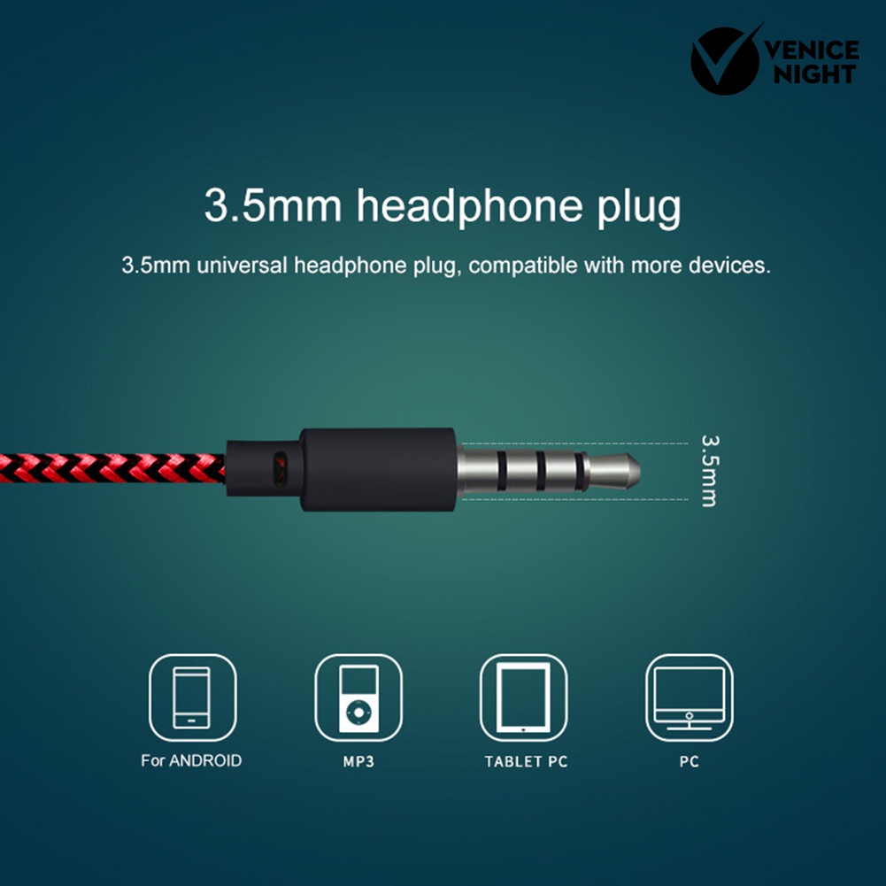 (VNEP) (Berkabel) Fashion Cracked Print Universal Braided Wire Volume Control In-ear Earphones