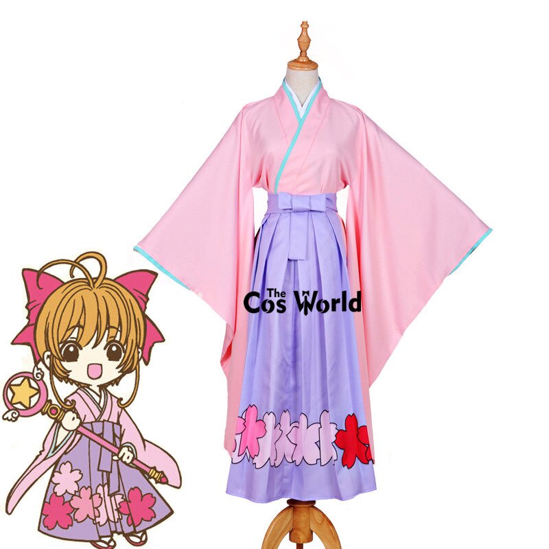 Cardcaptor Kinomoto Sakura Daidouji Tomoyo Japanese Kimono Yukata Outfits Customize Anime Cosplay Costumes